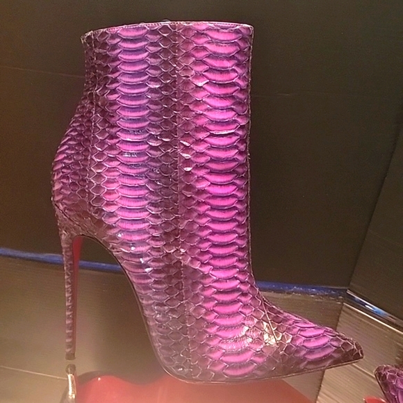 Christian louboutin, so kate booty 120 watersnake,purple,fushia and blue  sz36.5 - Picture 8 of 16